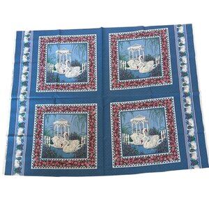 Vintage V.I.P. Print Cranston Swan Garden Fabric Panel 44” x 34.5” Cotton Sewing